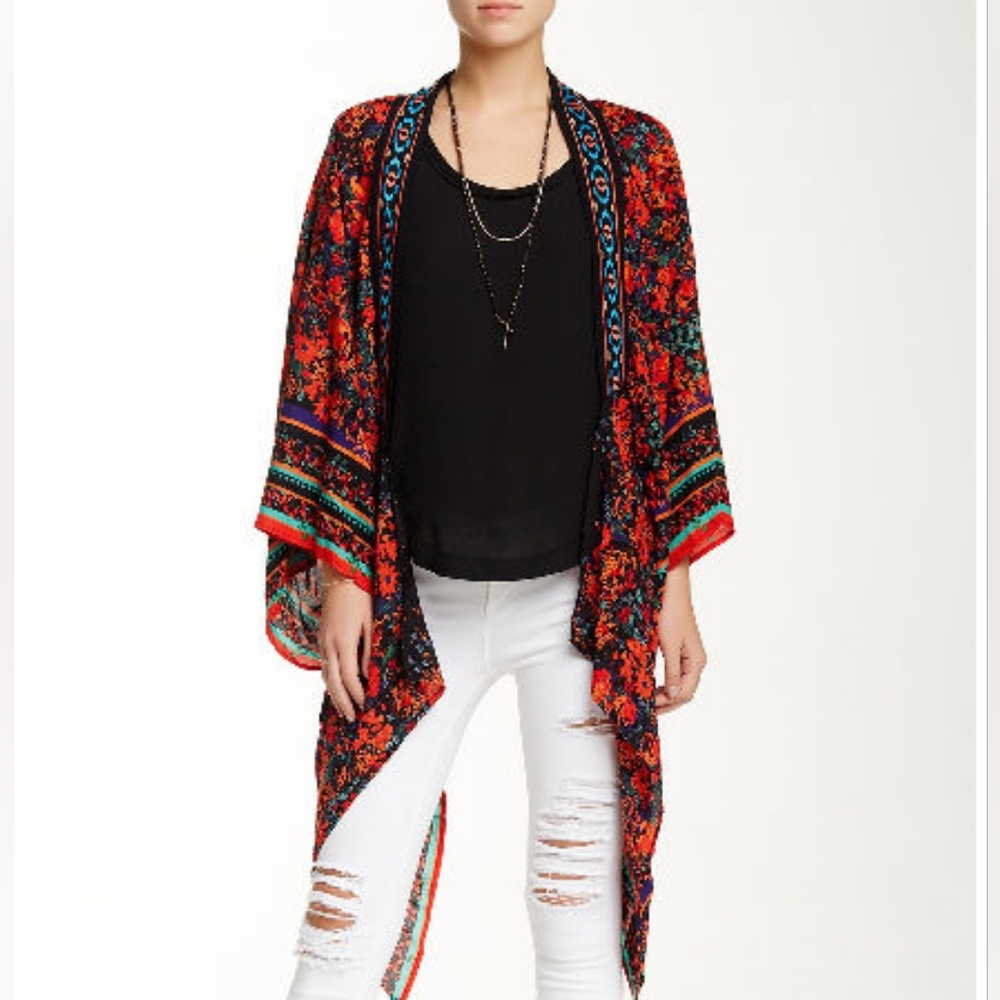 Mia & Max Floral Open-Front Kimono Bed Jacket Sz: S